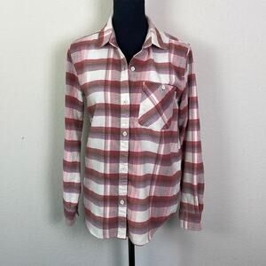Burton Durable Goods snowboard/ski mauve plaid flannel shirt women’s S